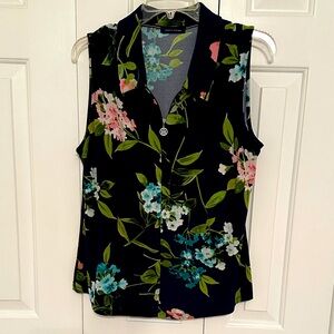 Tommy Hilfiger women's zip polo, Navy Floral, Sleeveless, L